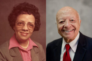 Shown are pediatricians Helen E. Nash, MD, and her brother Homer E. Nash Jr., MD, St. Louis pediatricians who spent decades providing health care to and advocating for generations of children. On Oct. 14 on the Washington University Medical Campus, Nash Way will replace Children’s Place between Euclid Avenue on the west to Taylor Avenue on the east. The renaming is planned to honor the late siblings.